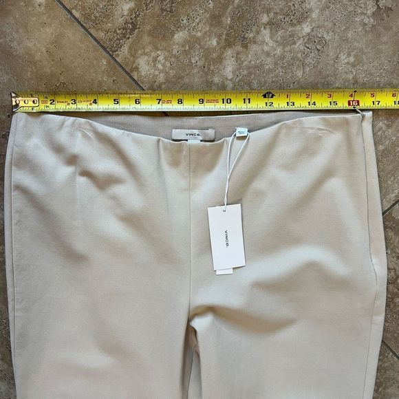 Vince Cropped Flared Trouser Pants Womens XL Cream Beige Flat Front Side Zip NWT - Picture 11 of 15